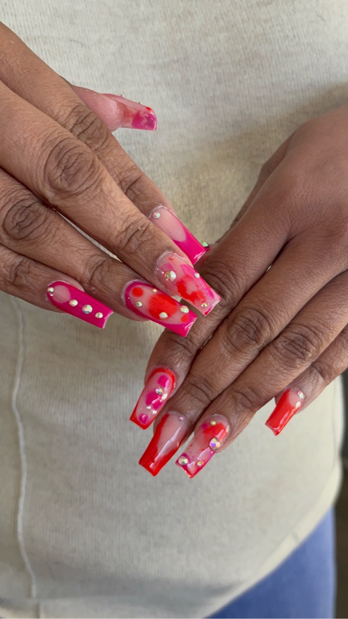 Hot pink red gems