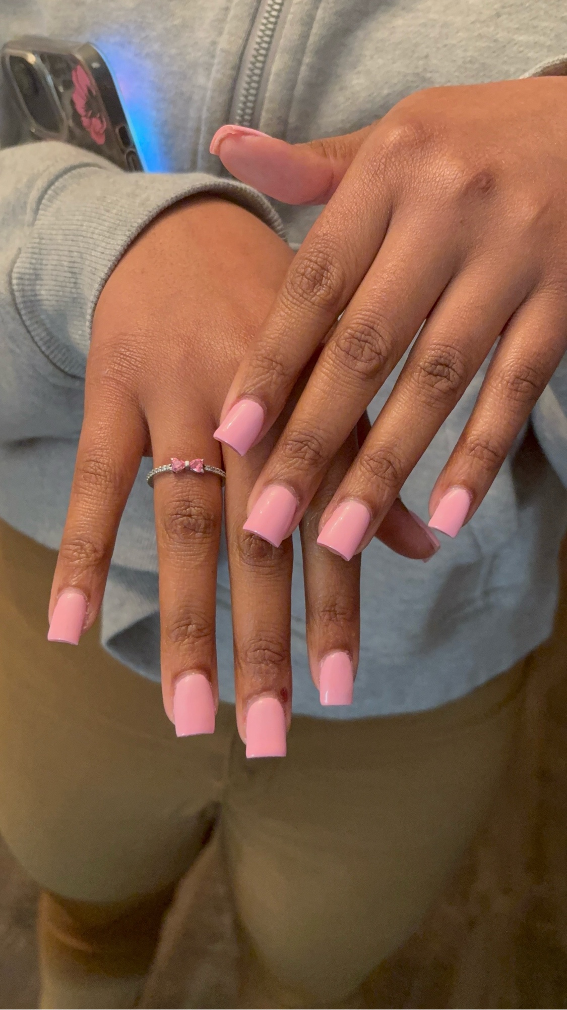 Baby pink coffin nails
